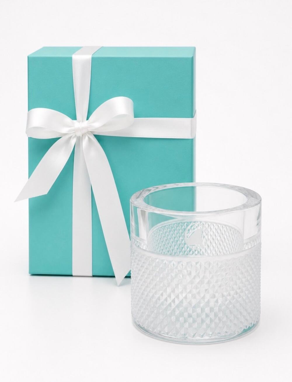 NEW - Tiffany & Co Diamond Point Candle Votive Holder Lead Crystal Cruise Yacht